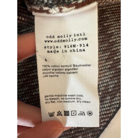 ODD MOLLY 100% Cotton Aztec Print Pull On A Line skirt Size 2/ Medium - Picture 8 of 9